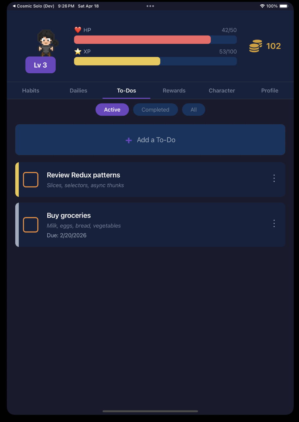 Todo list screen